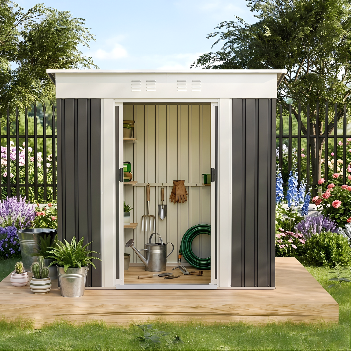 6x4 FT Garden Shed for Patio Outdoors Storage