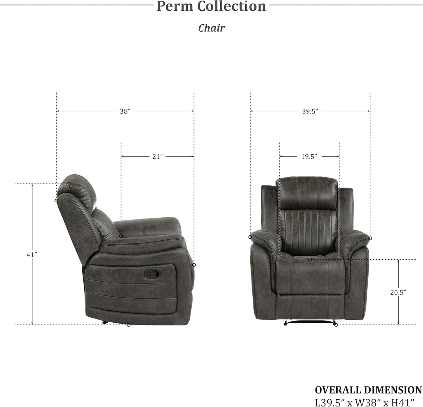 3 Piece Recliner Living Room Set In Brownish Gray Microfiber