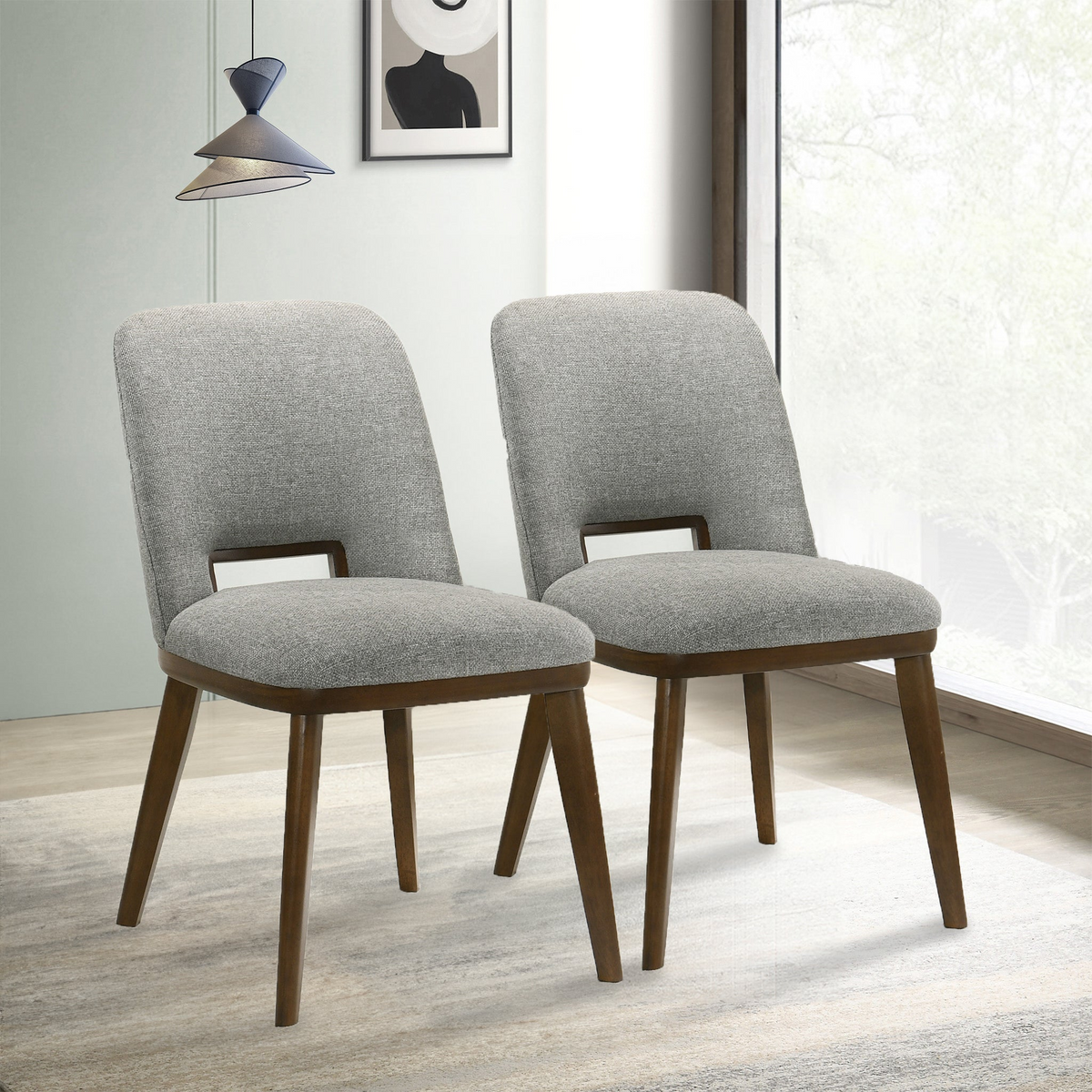 Blake Mid-Century Modern Light Grey Fabric Dining Chairs