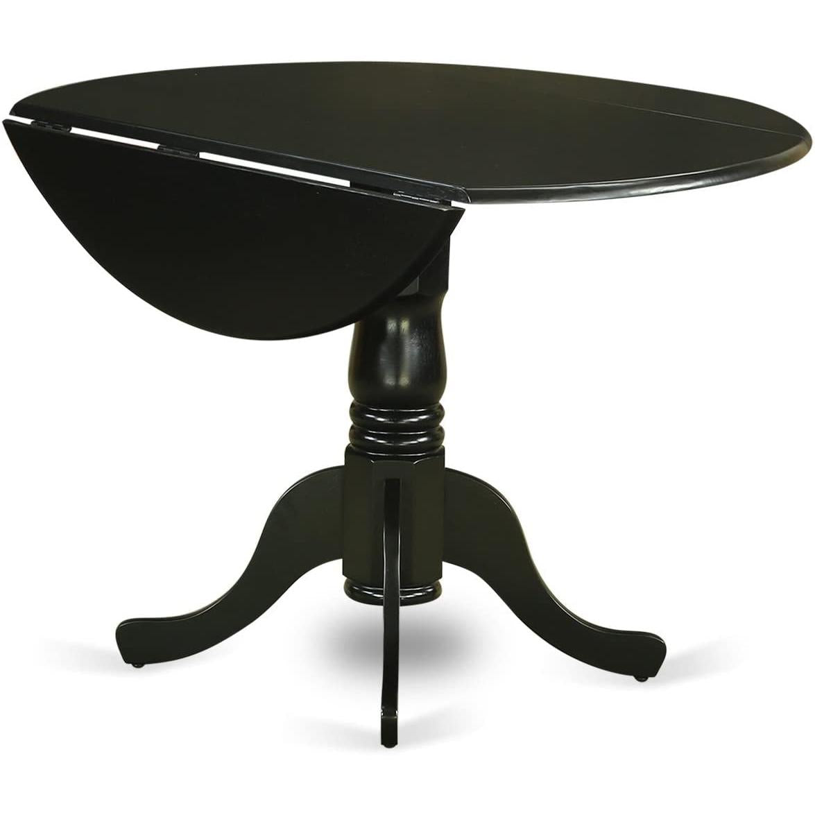 Black Round Dining Table Set 3 Piece Wood Dining Chairs