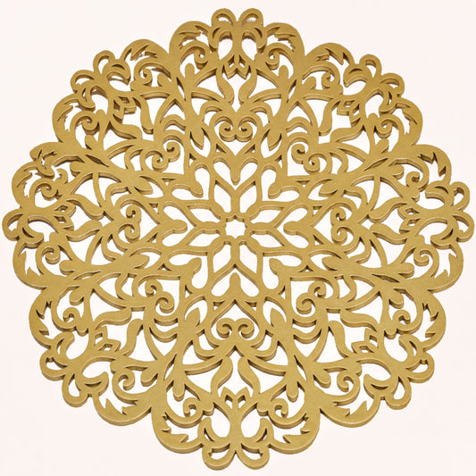 Gold Wooden Trivet | Hand Carved Placemats for Dining Table - Heat & Scratch Resistant