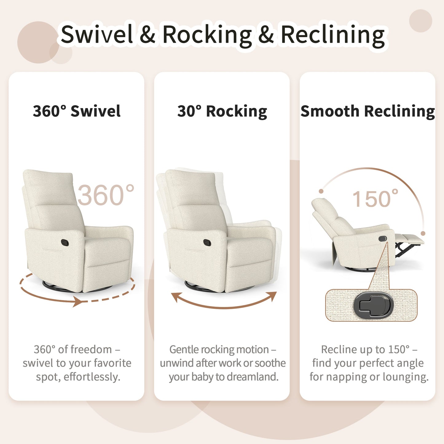 Manual Swivel Rocker Recliner Chair