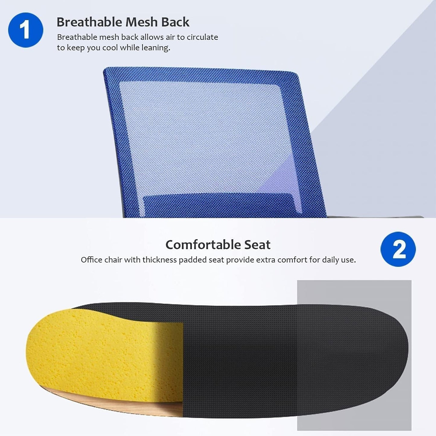 Ergonomic Mesh Office Chair With Lumbar Support Blue