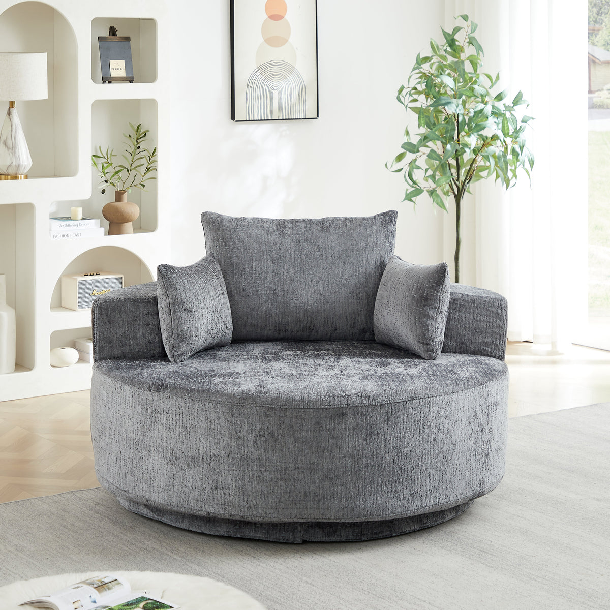 55''L Polyester Foam Single Swivel Chair