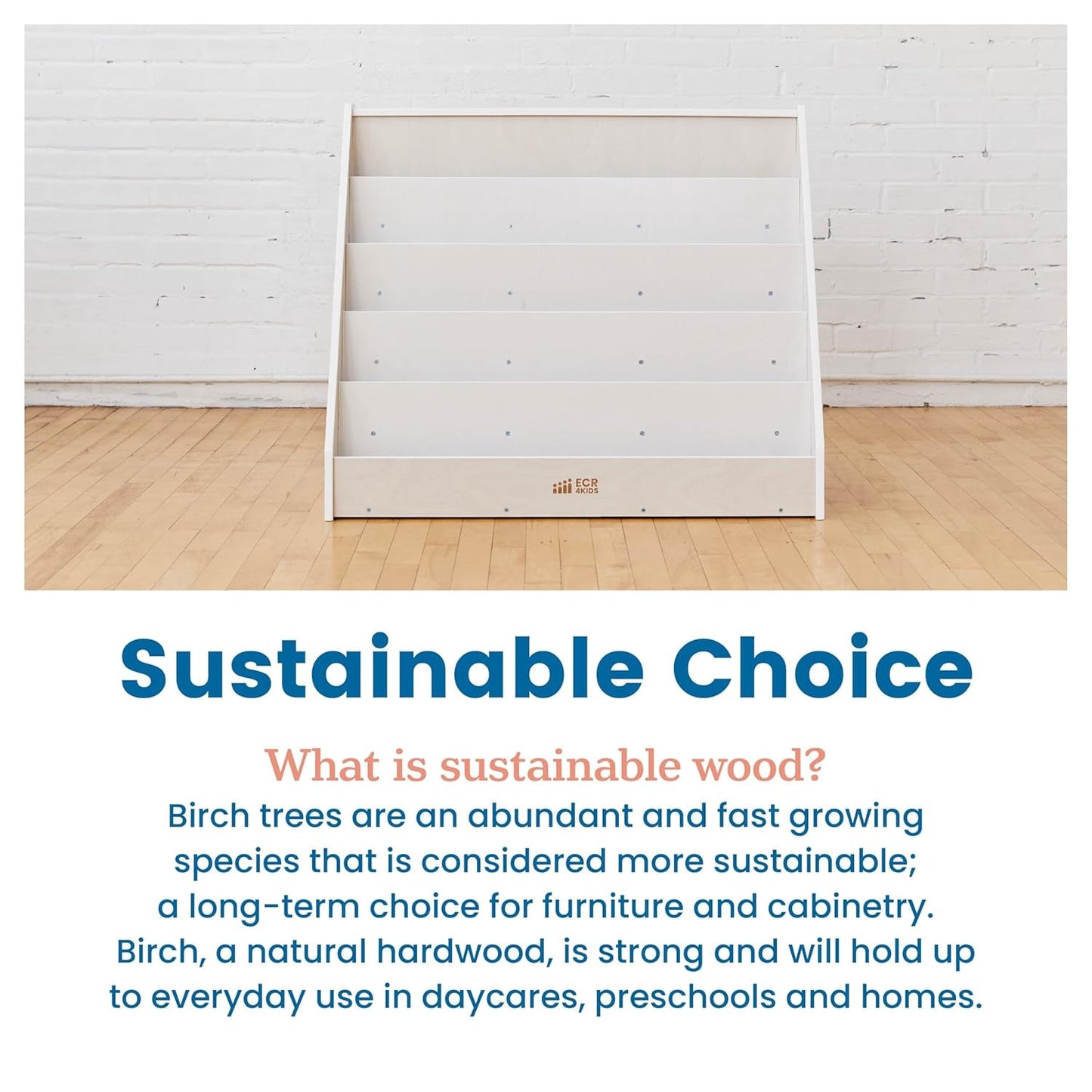 Single Sided Book Display Classroom Bookshelf White Wash