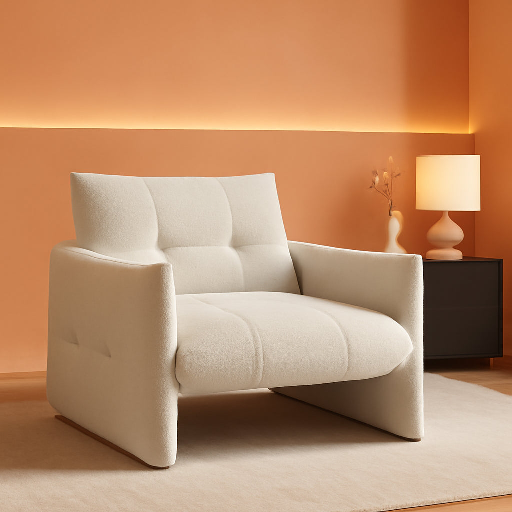 33.9 Inch Sherpa Fabric Upholstered Accent Armchair