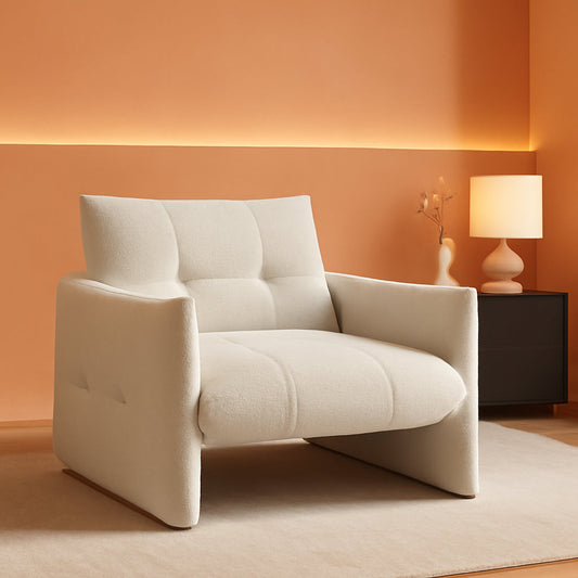 33.9 Inch Sherpa Fabric Upholstered Accent Armchair