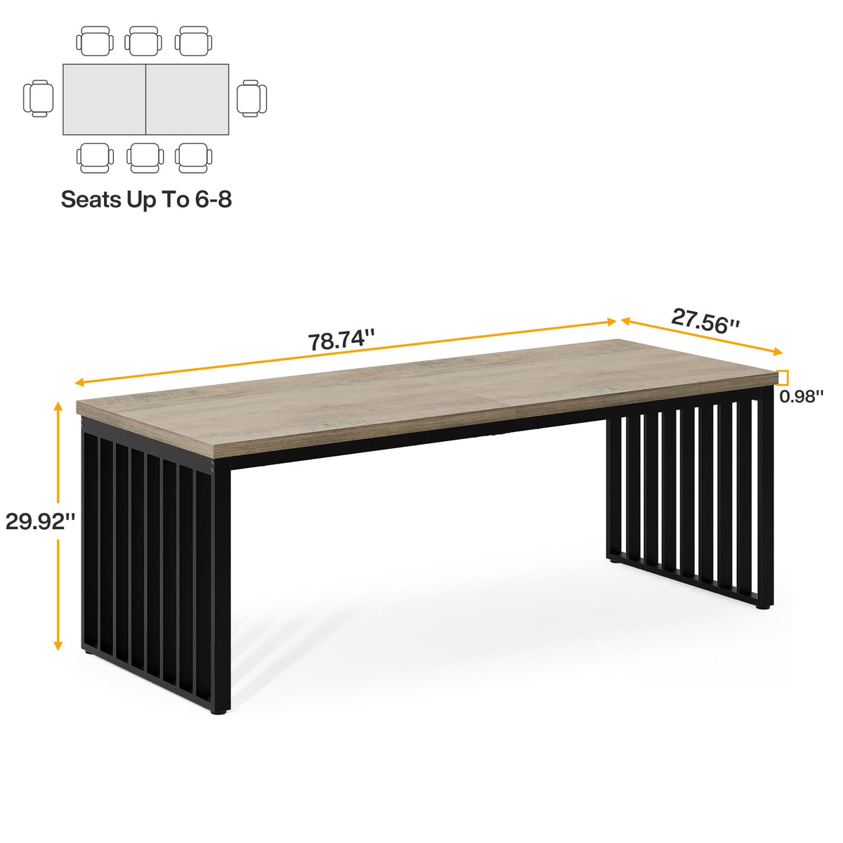 78.74 Inches Double Computer Desk for 2 Person