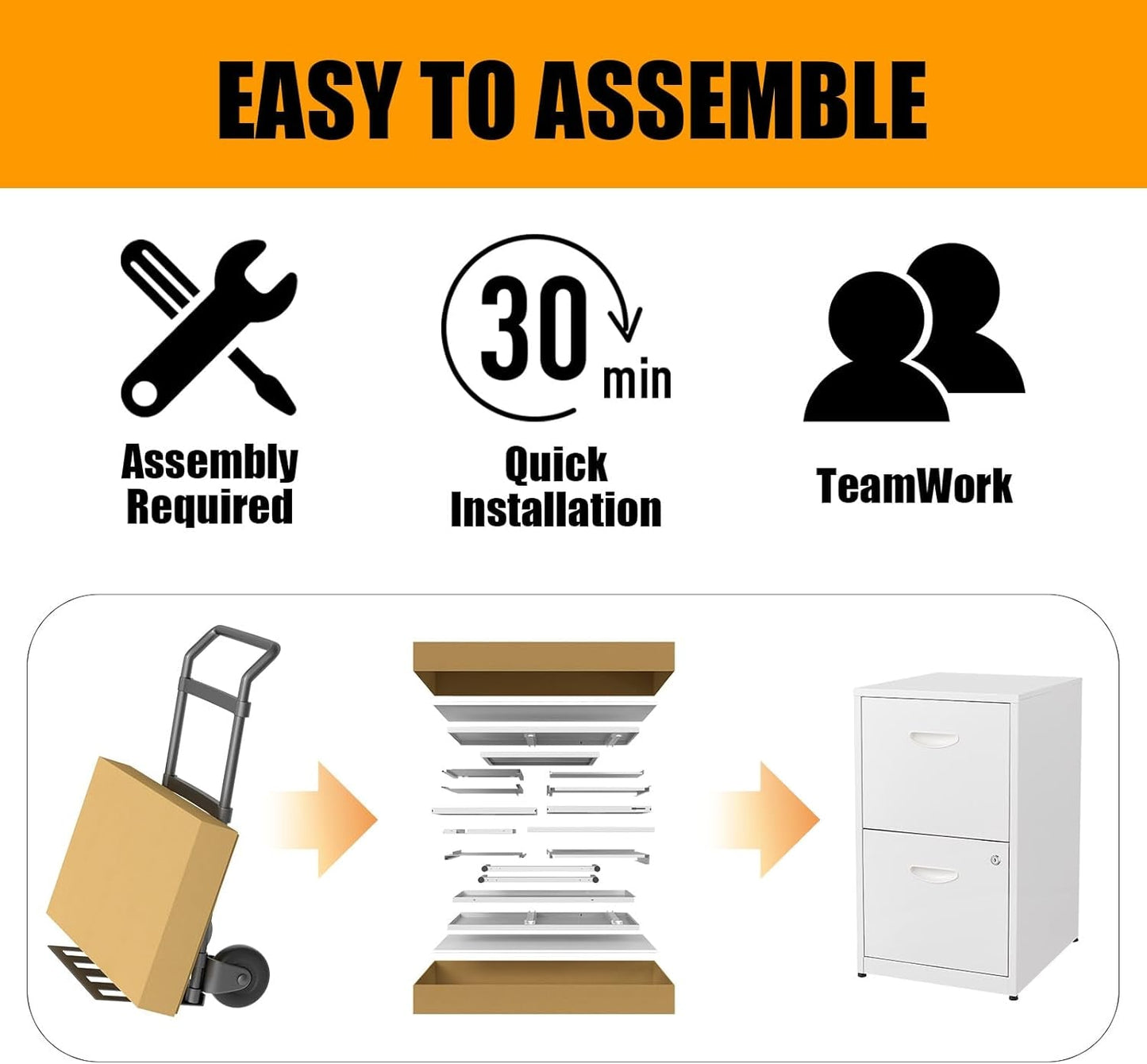 White 2 Drawer Locking Metal Vertical File Cabinet