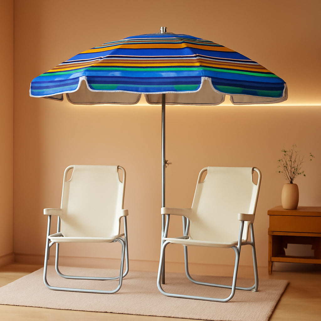 6.5Ft Durable Beach Umbrella With Sand Anchor UV Protected