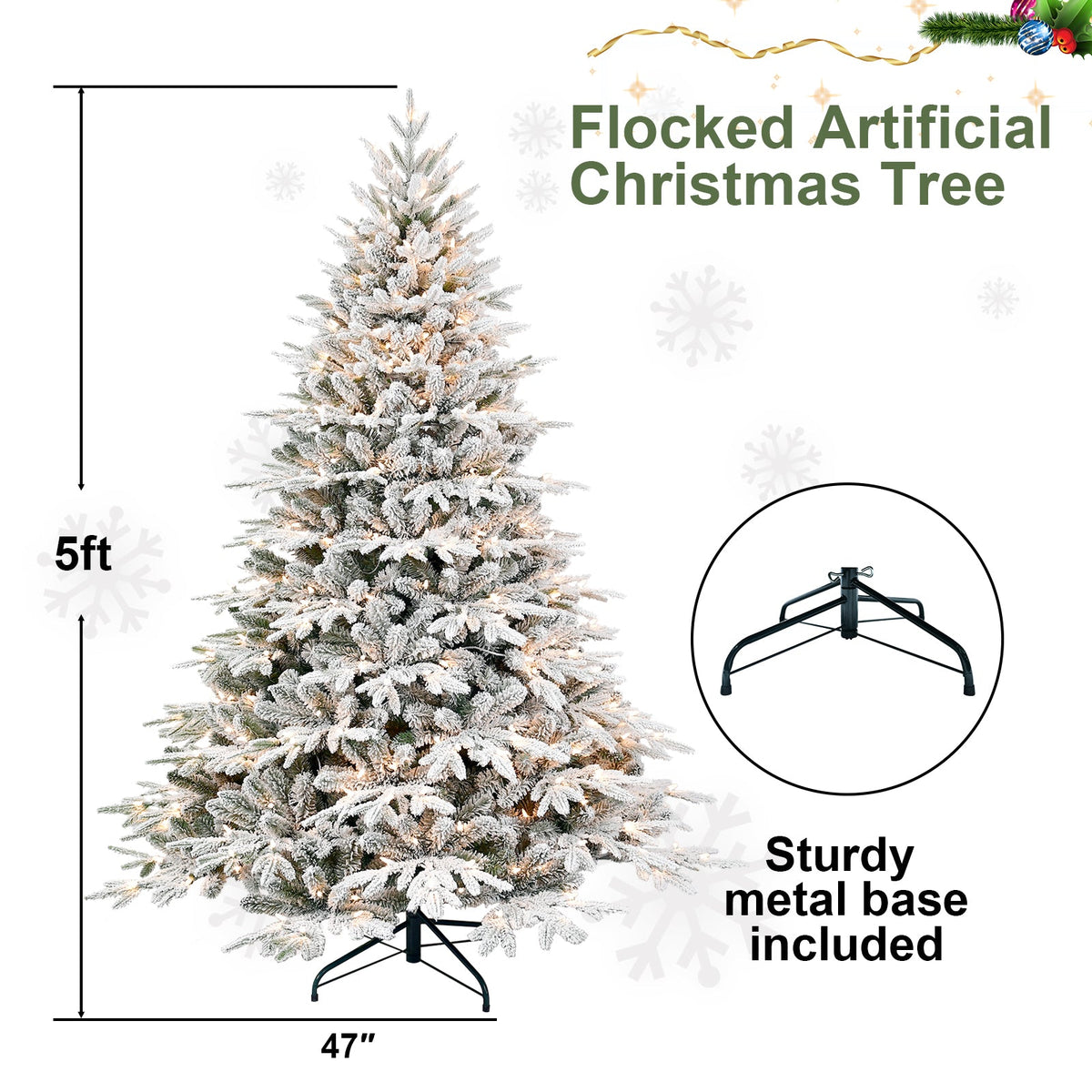 6ft Pre-Lit Flocked Artificial Christmas Tree with 400 Warm Lights