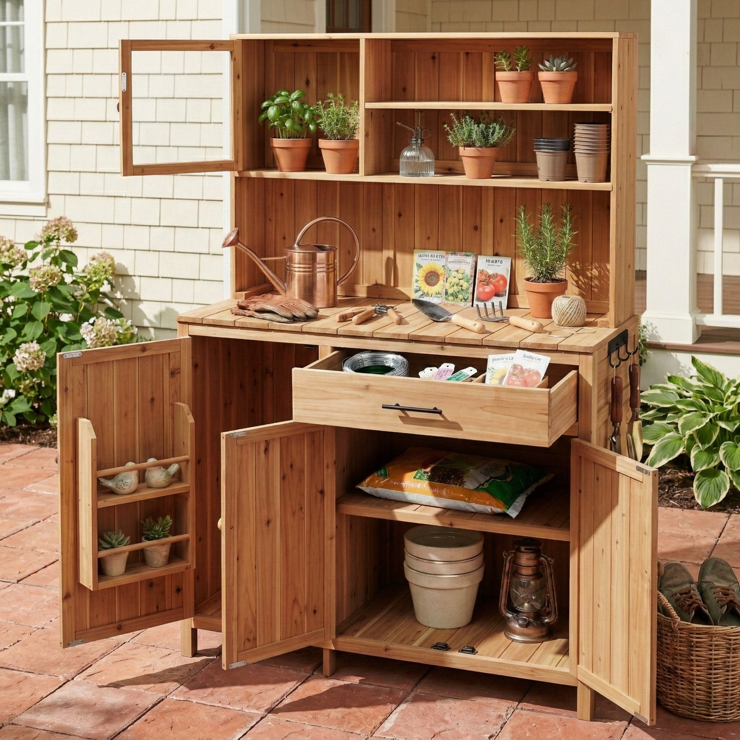 TOPAMX Potting Bench with Hutch
