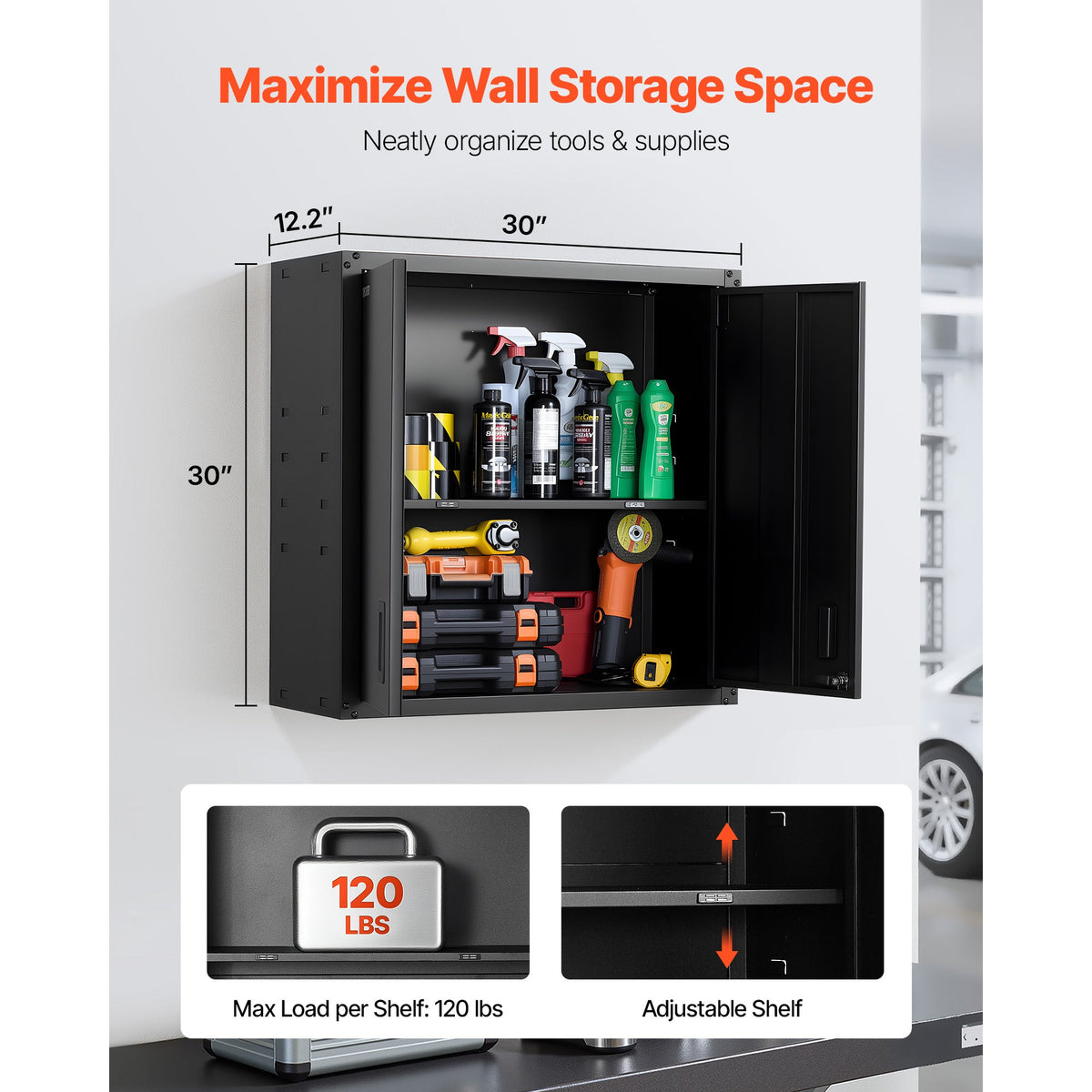 Metal Wall Cabinet, 30W x 12.2D x 30H Inch