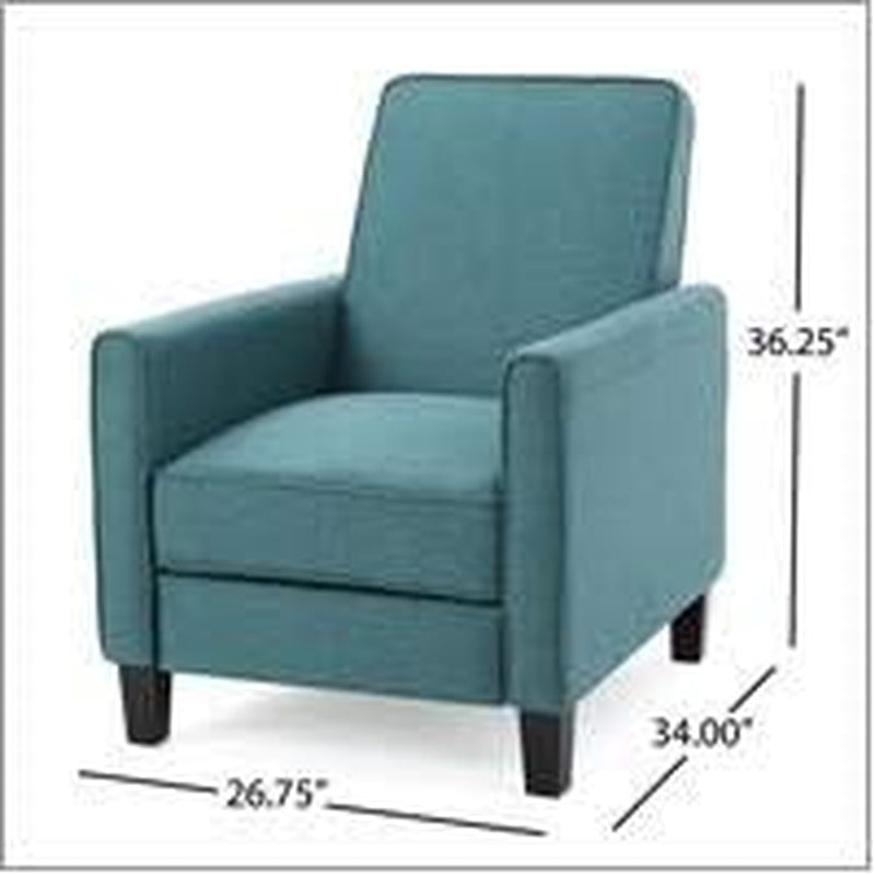 Dark Teal Fabric Recliner Club Chair 26.75W 36.25H