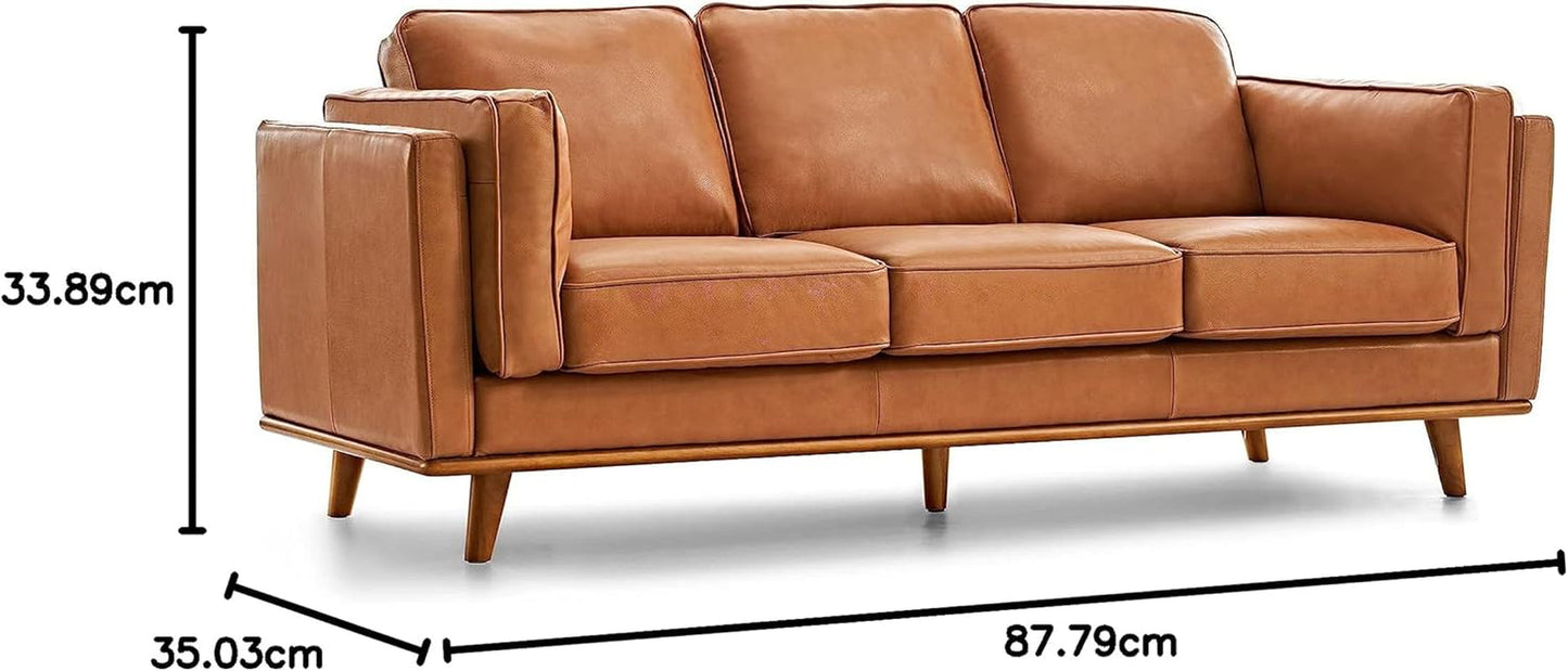 Valencia Artisan 88 Inch Full Leather Sofa Cognac Tan