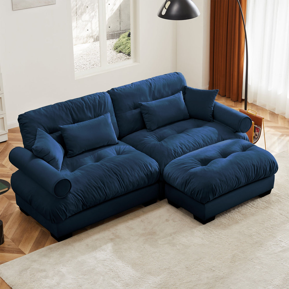 Over Size Modern Two-Seater Sofa with Ottoman