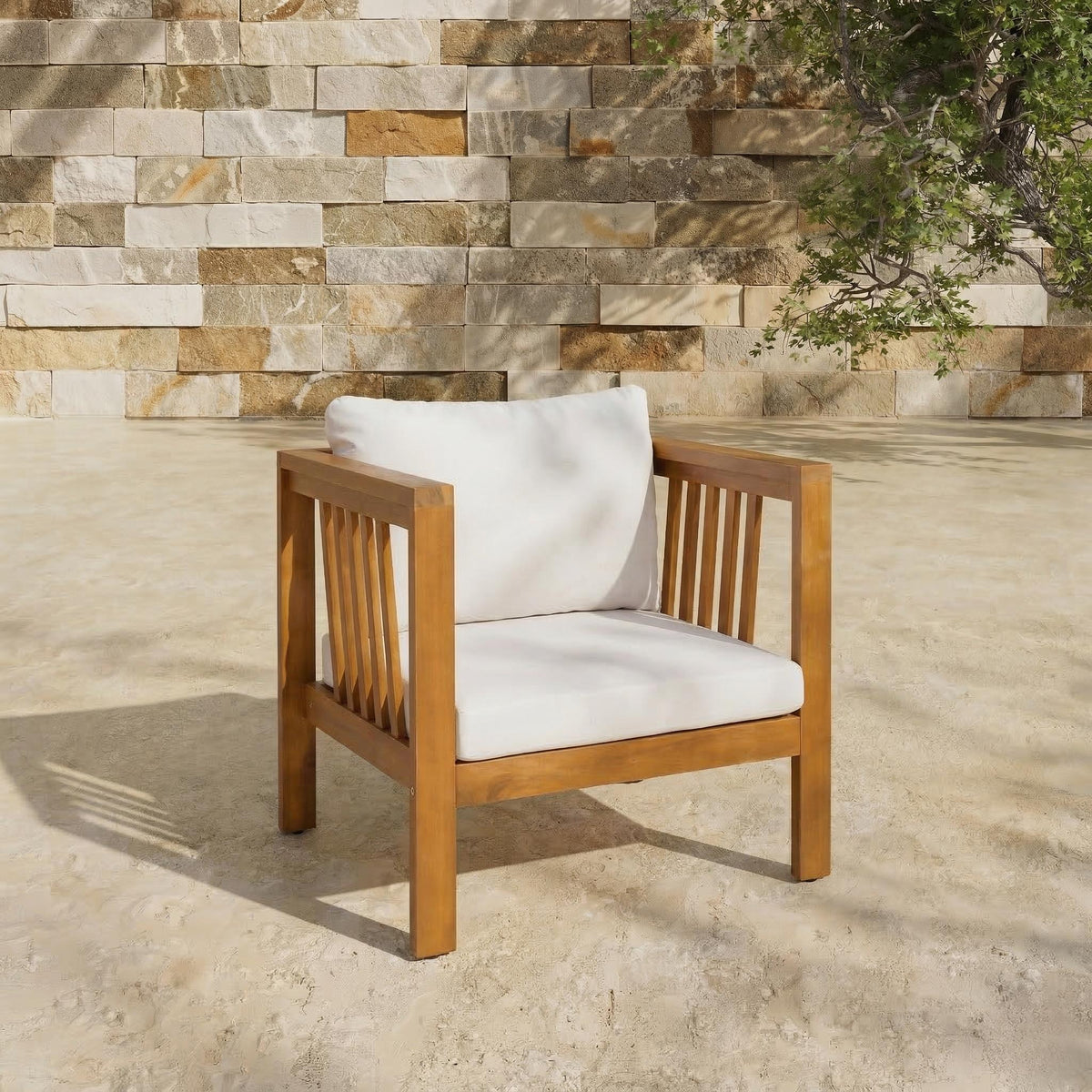 Outdoor Acacia Wood Club Chair