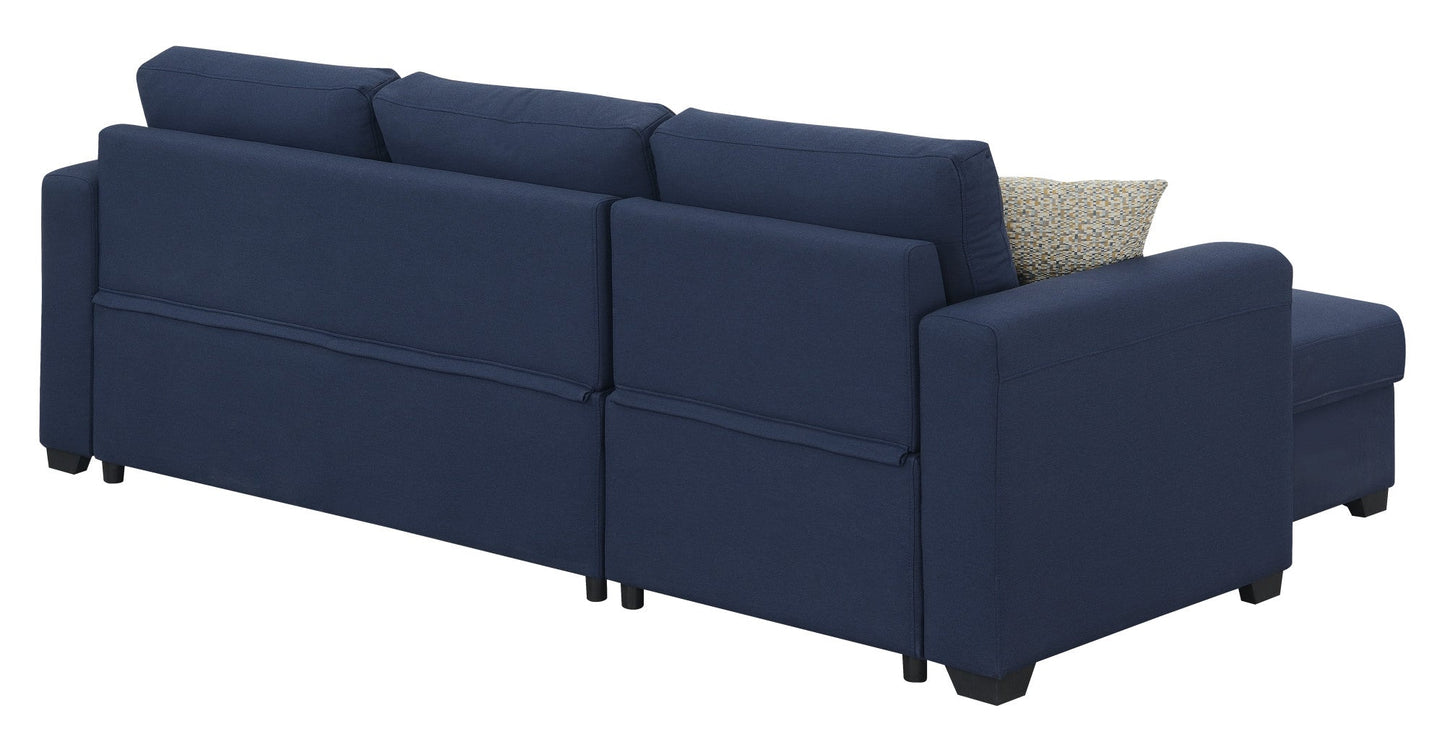 Navy Reversible Sectional with Pop-Up Sleeper and Storage Chaise