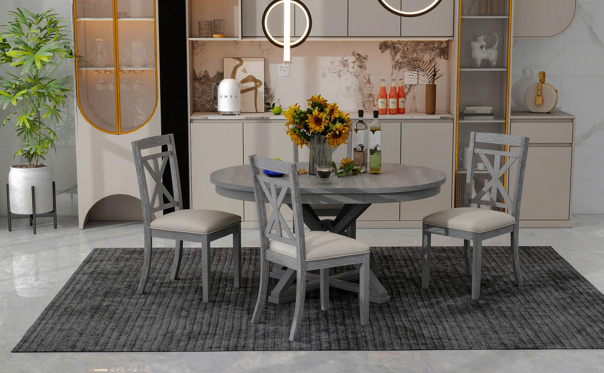 TREXM 5-Piece Retro Functional Dining Table Set