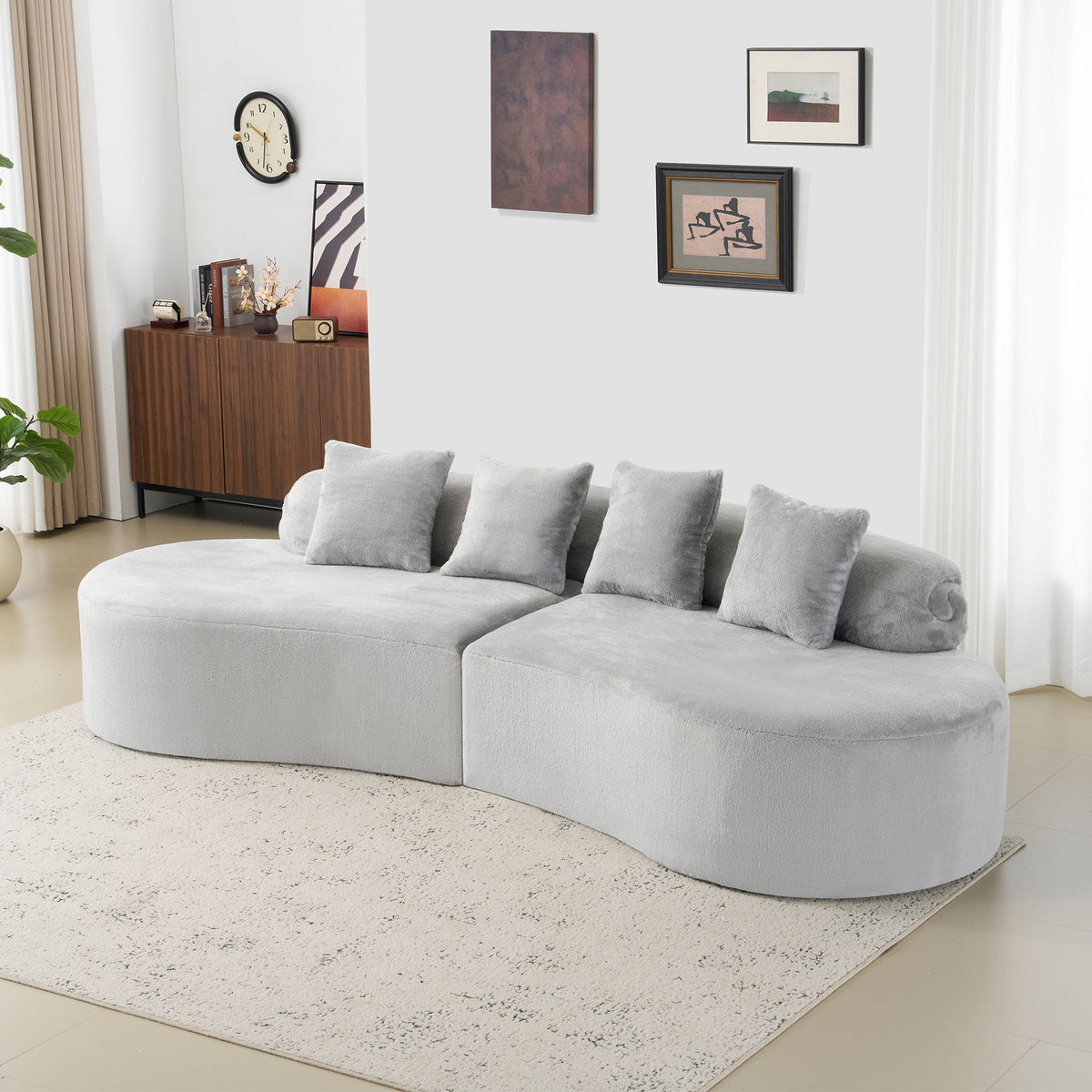 Modern and Simple Curved Flannelette Sofa