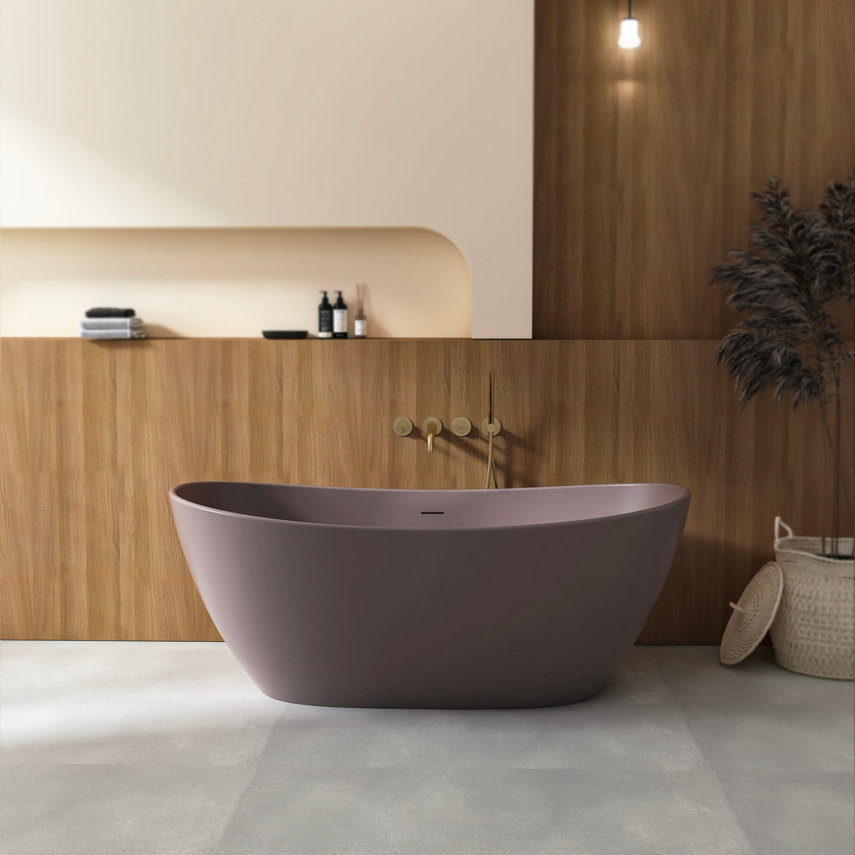 65 Inch Artificial Stone Solid Surface Freestanding Bathroom Bathtub