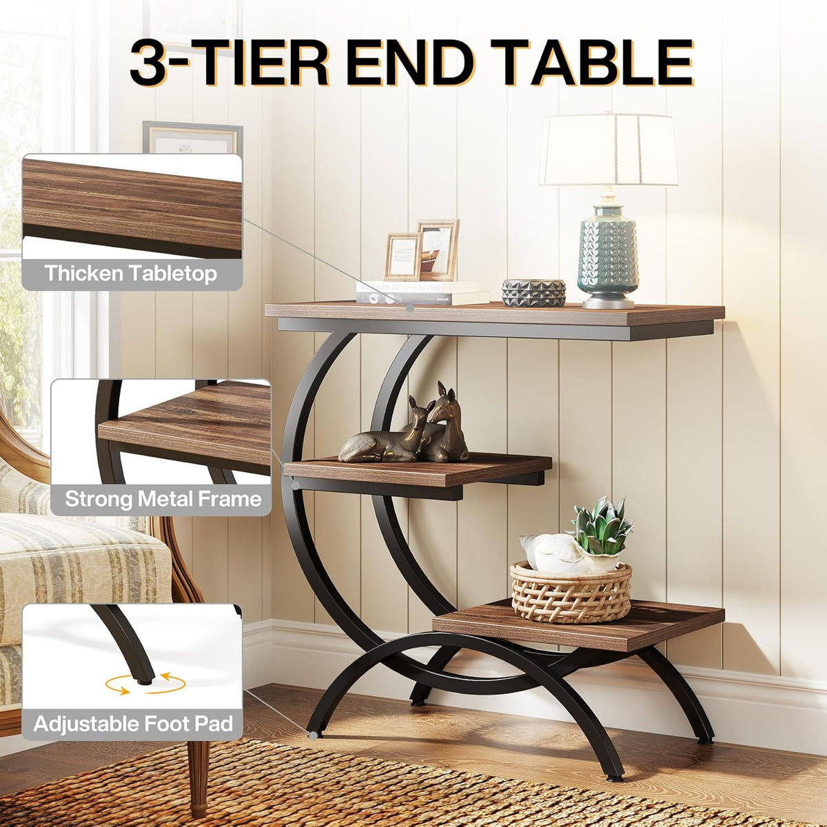 11.81 Inches C-Shaped End Table