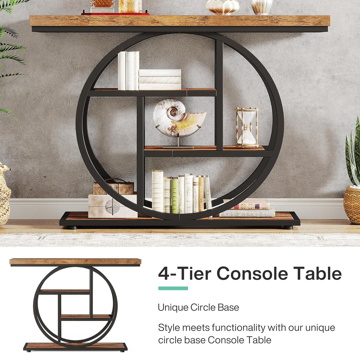 41.3" Industrial Console Table - 4-Tier Rustic Design