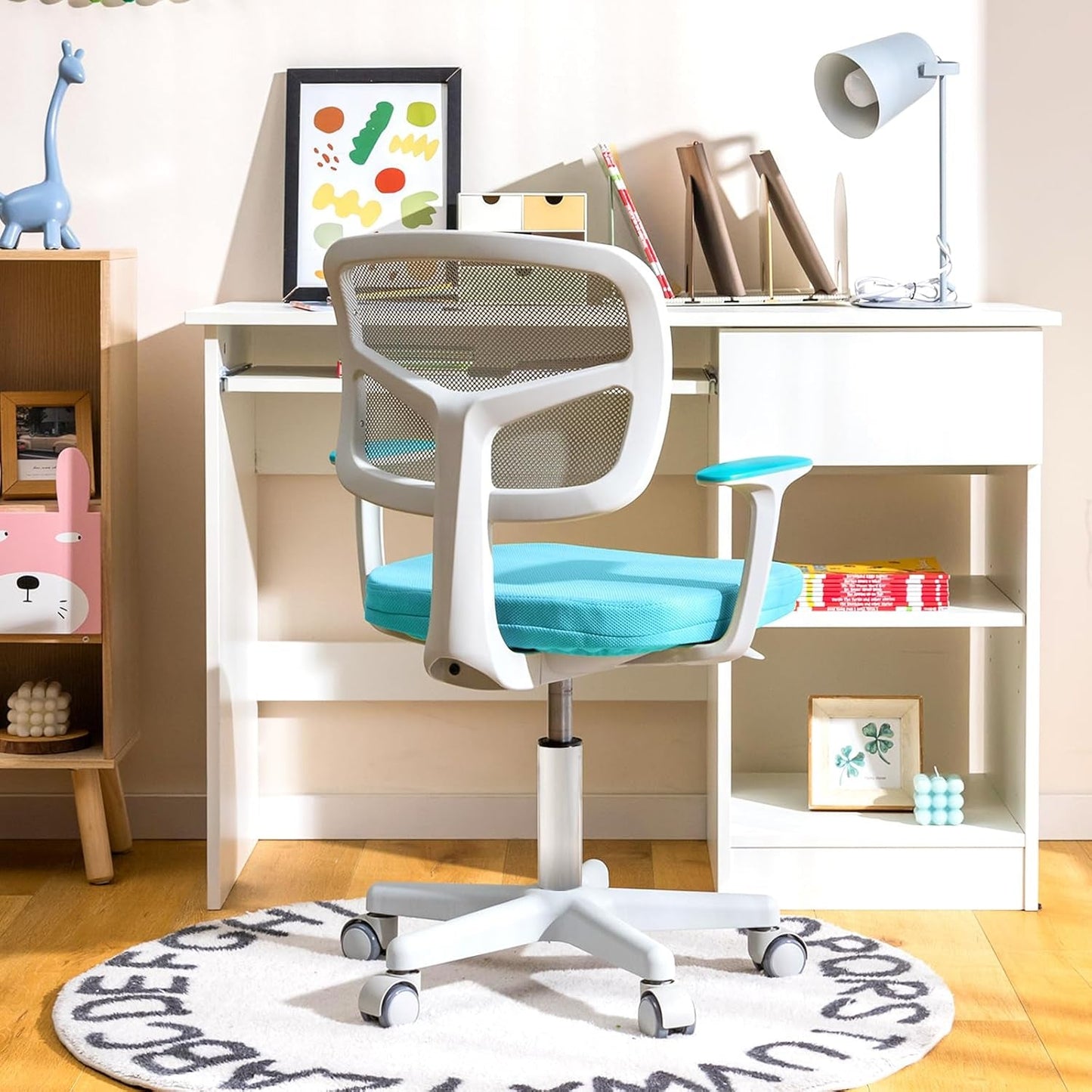 Ergonomic Kids Desk Chair With Lumbar Support Cyan