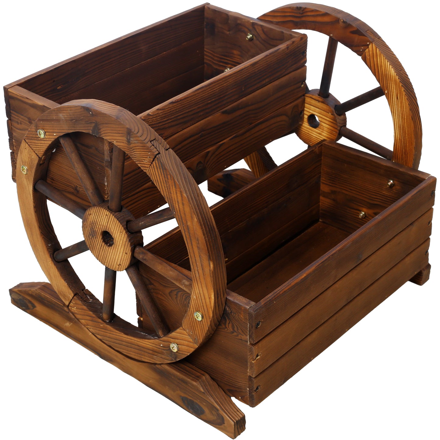 Wooden Wagon Planter Box With Wheels