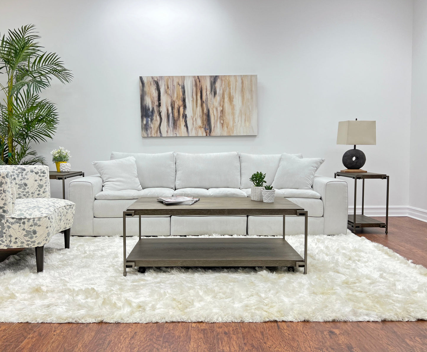 Corbeta 3-Piece Metal Frame Wood Living Room Coffee Table Set