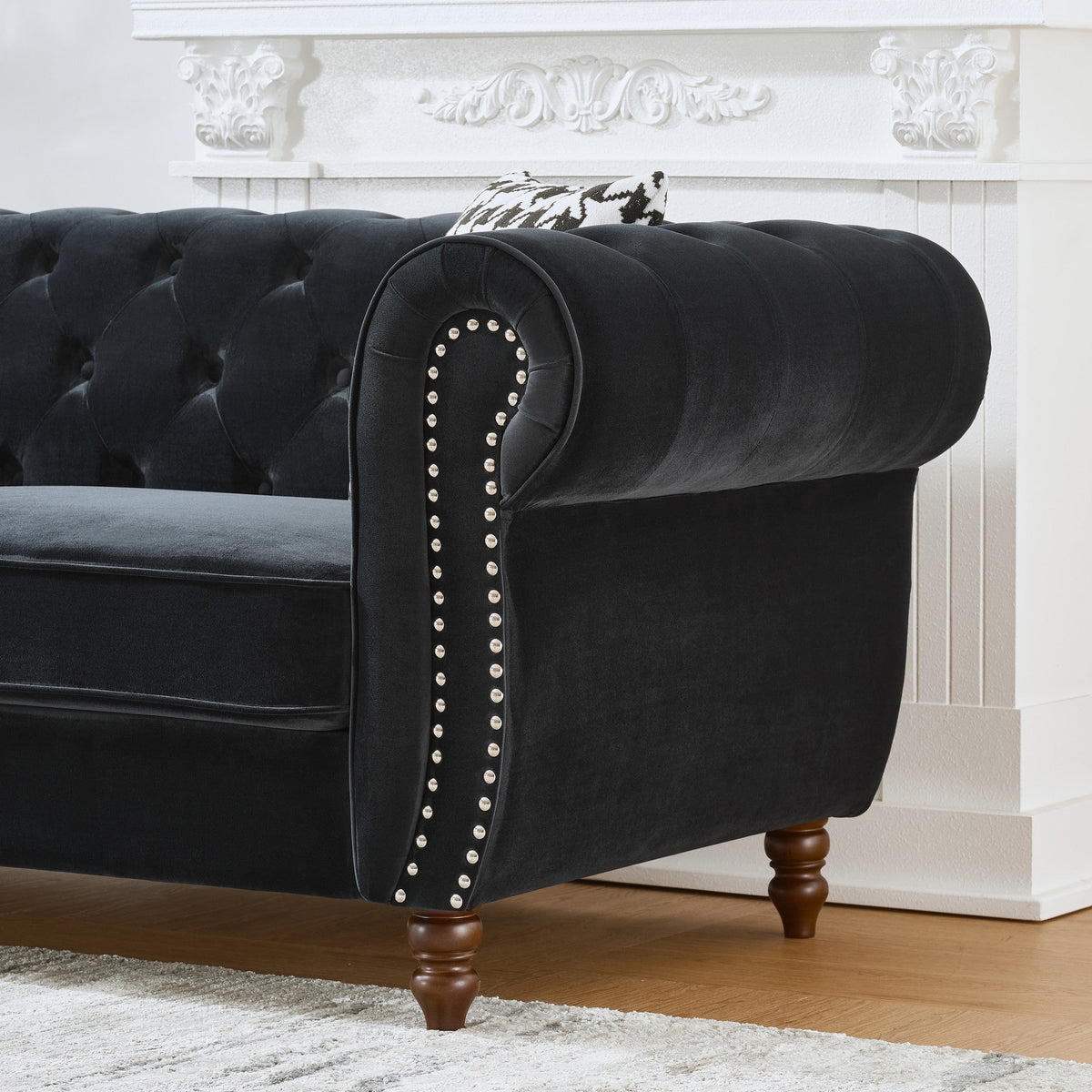Chesterfield Velvet Upholstery Fabric Sofa - 3 Seater