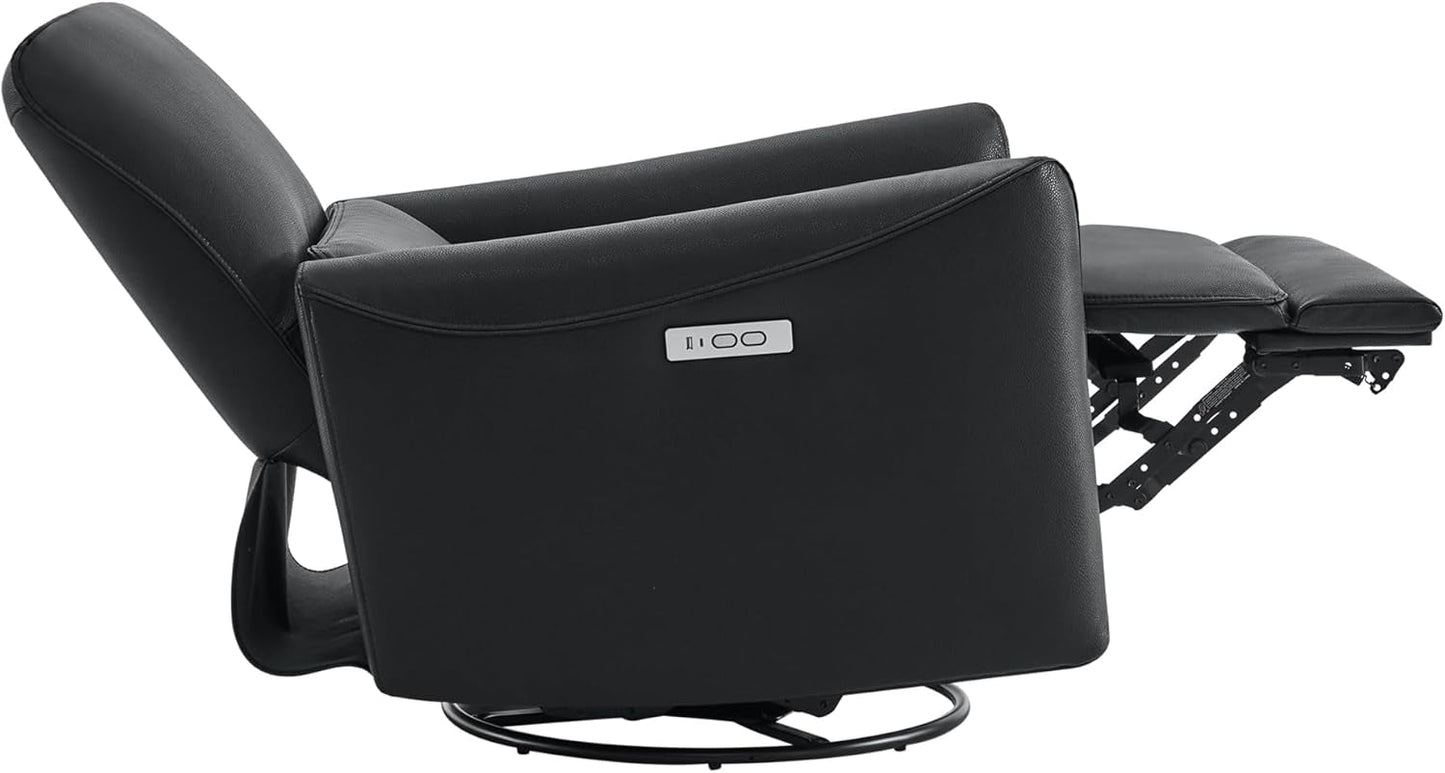 Power Recliner Chair USB Charging Lumbar Support Black