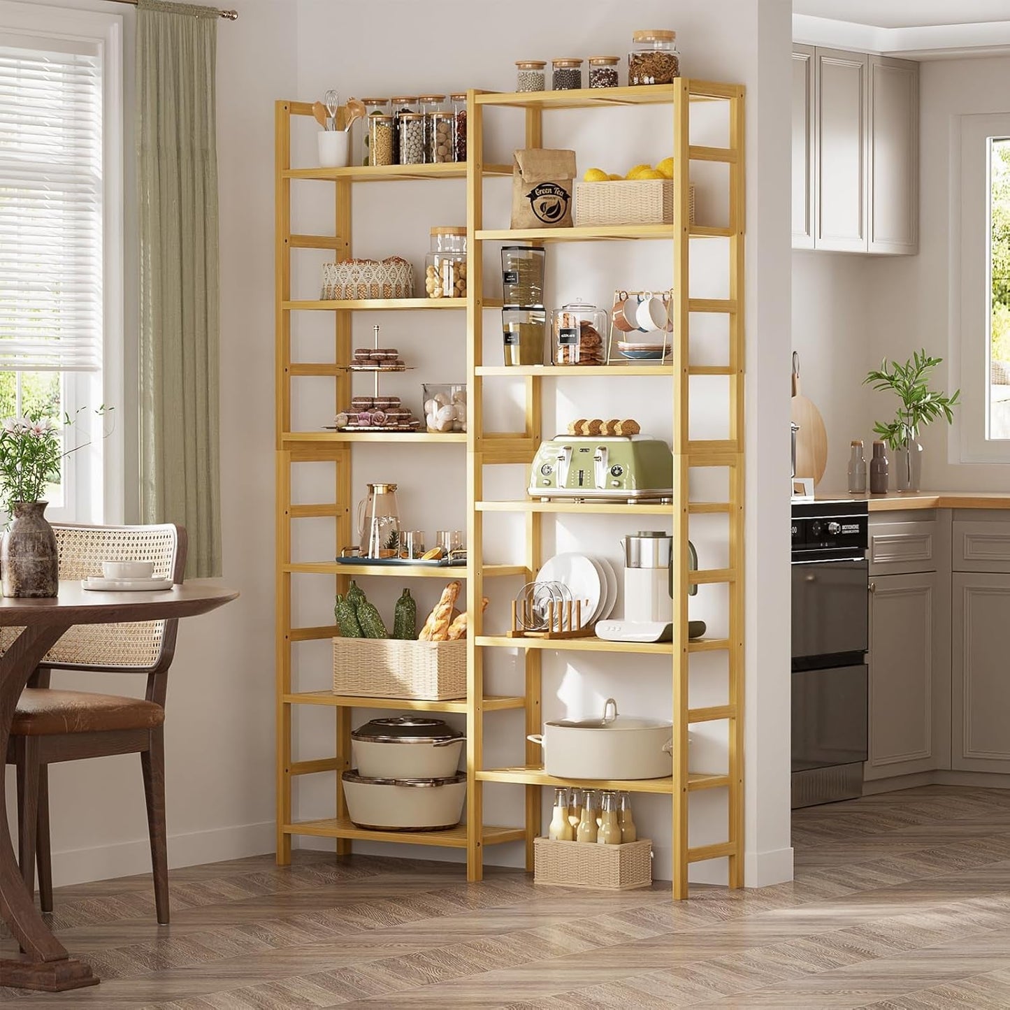 6 Ft Tall Bamboo Bookshelf For Home Office Living Room
