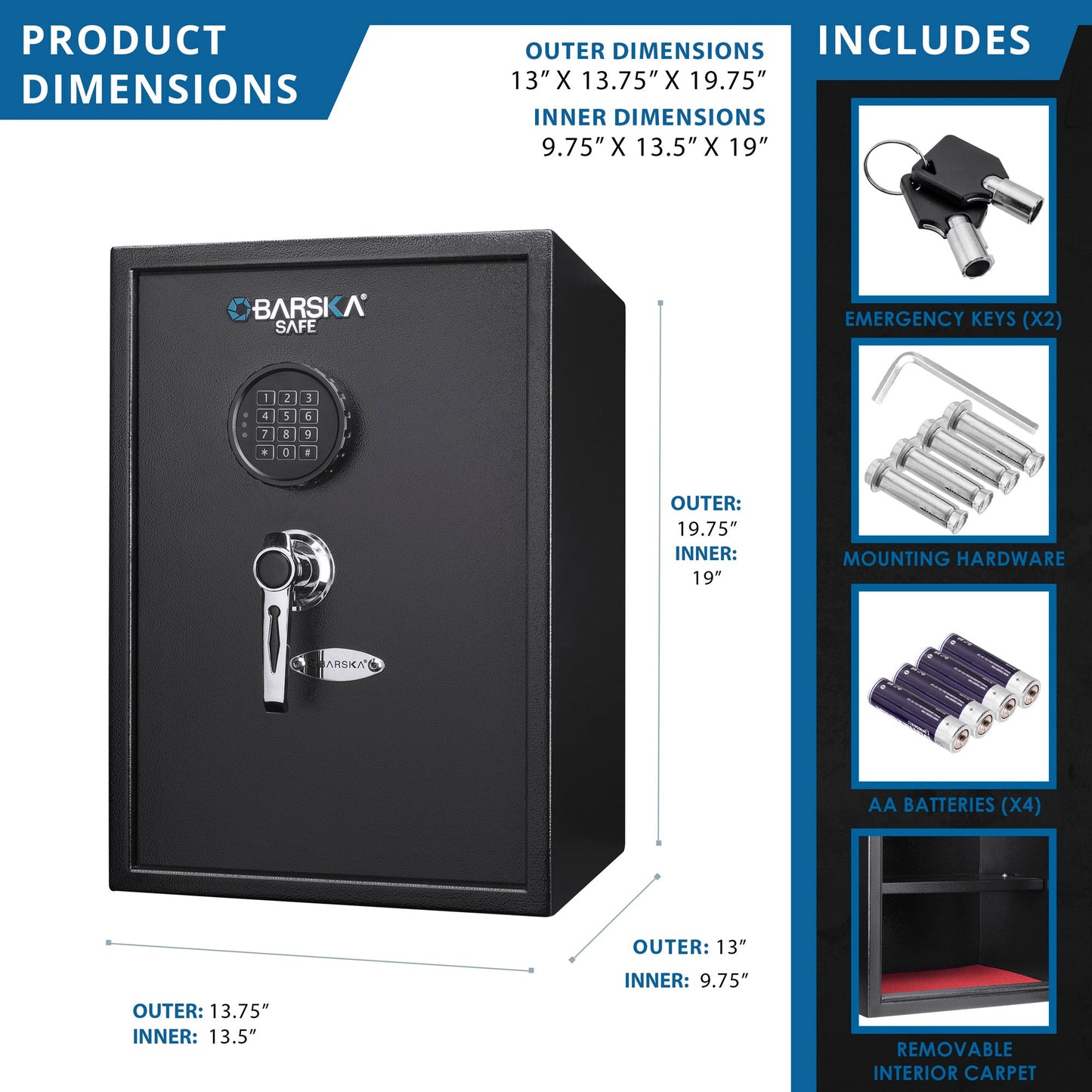Large Digital Keypad Safe - 1.45 Cubic Ft