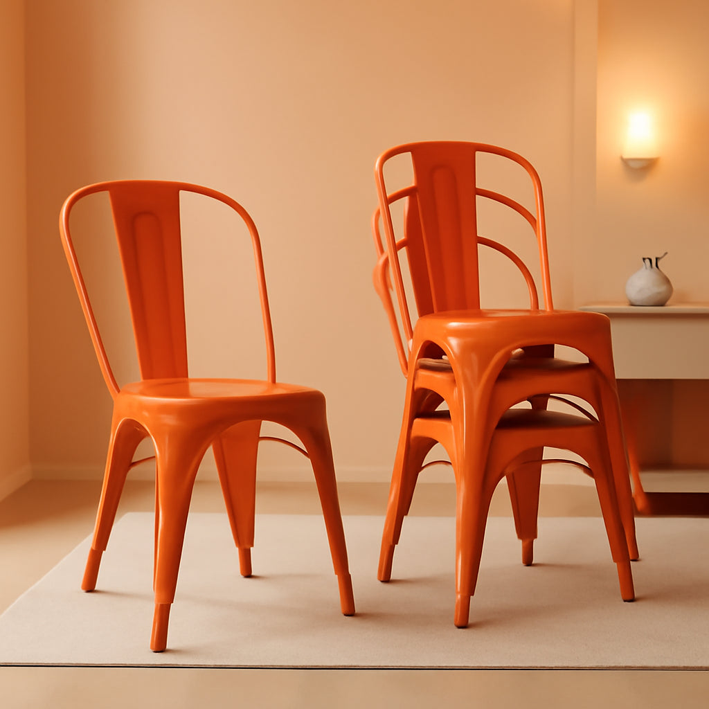 Tolix Style Metal Dining Chair 18 Inch Stackable Outdoor