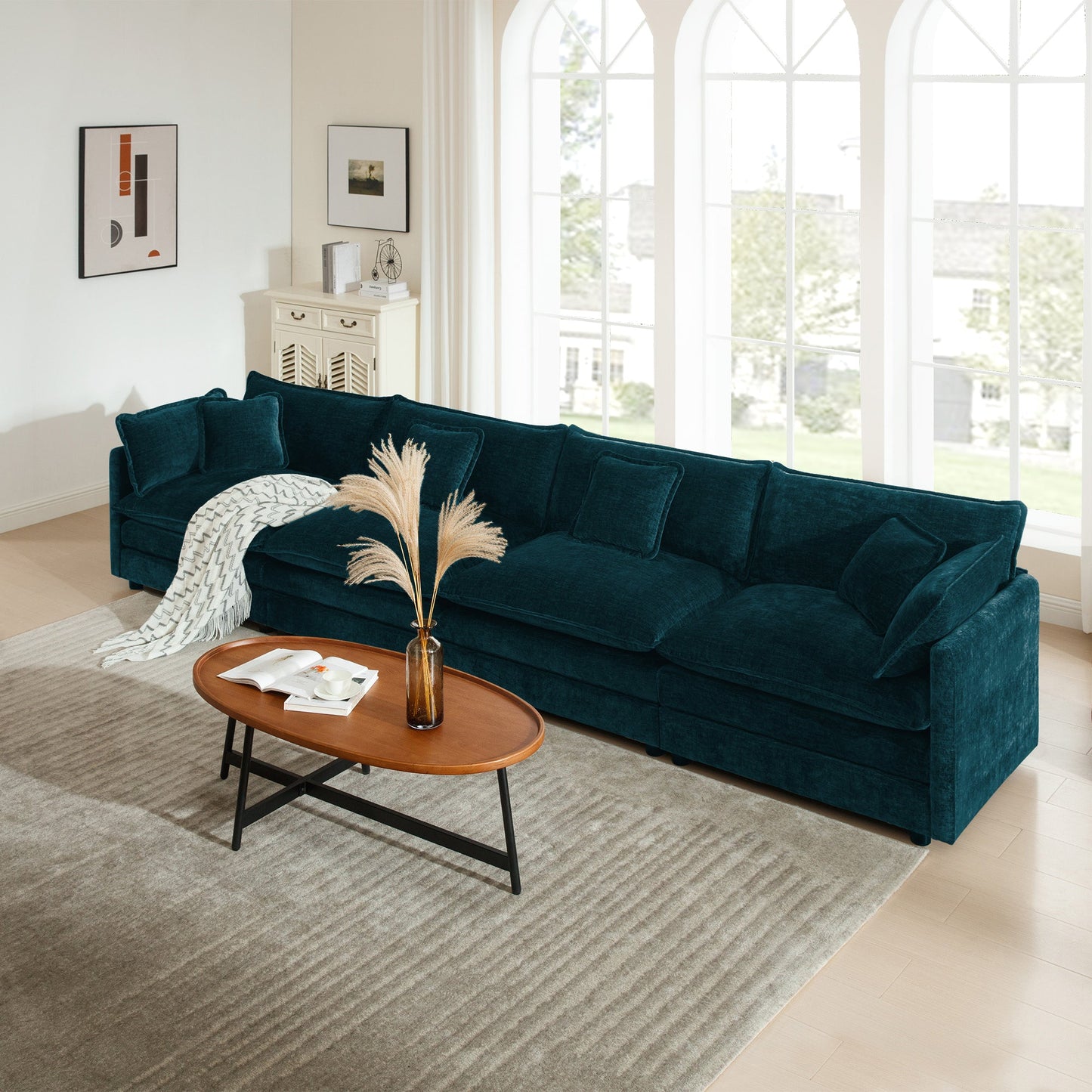 Free Combination Modular Sofa - 4 Seater Chenille Fabric
