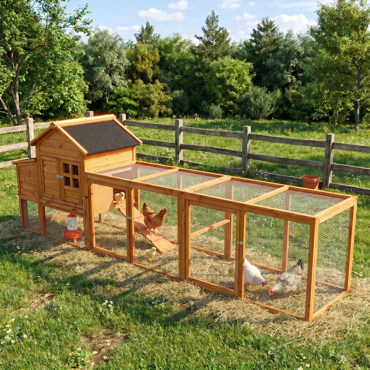 Large Chicken Coop with Run and Nest Box