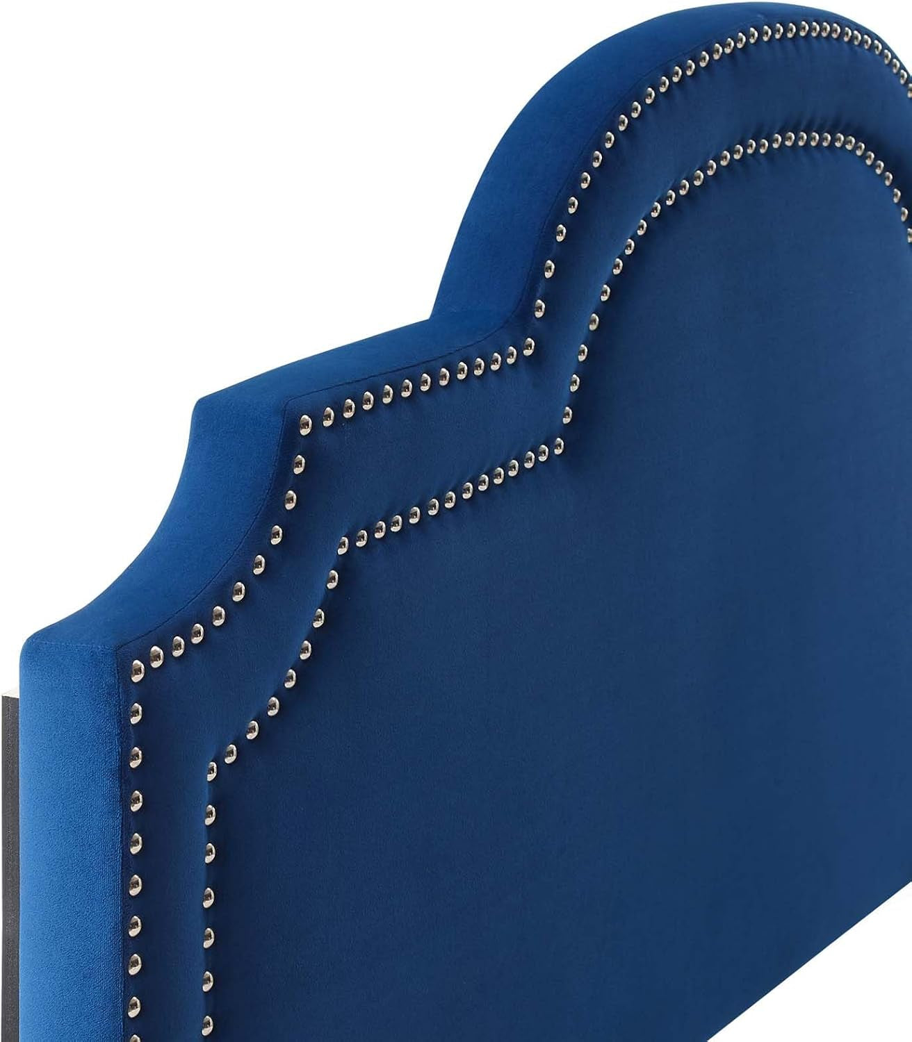 Navy Velvet King Headboard with Nailhead Trim and Foam