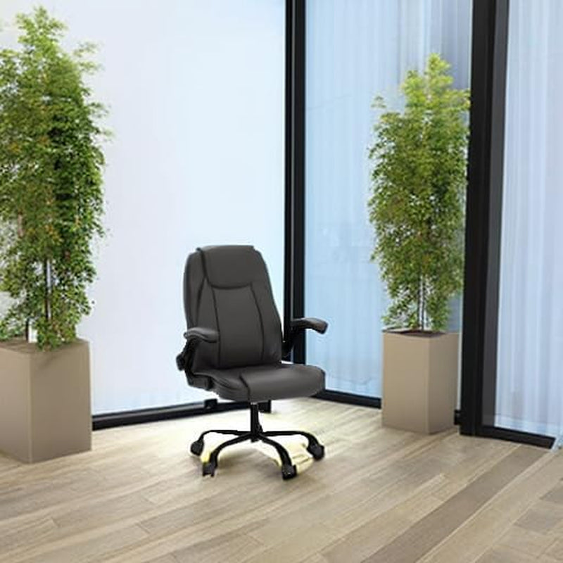 Brown PU Leather Office Chair With Adjustable Height