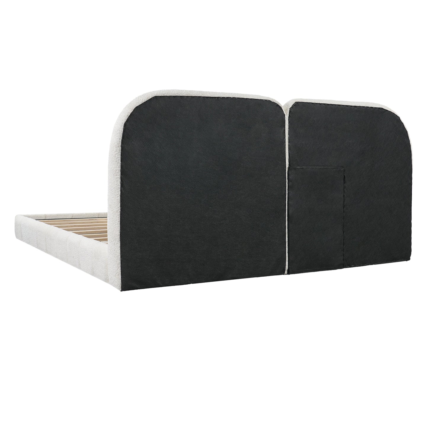 King Size Boucle Upholstered Platform Bed with Tufted Headboard