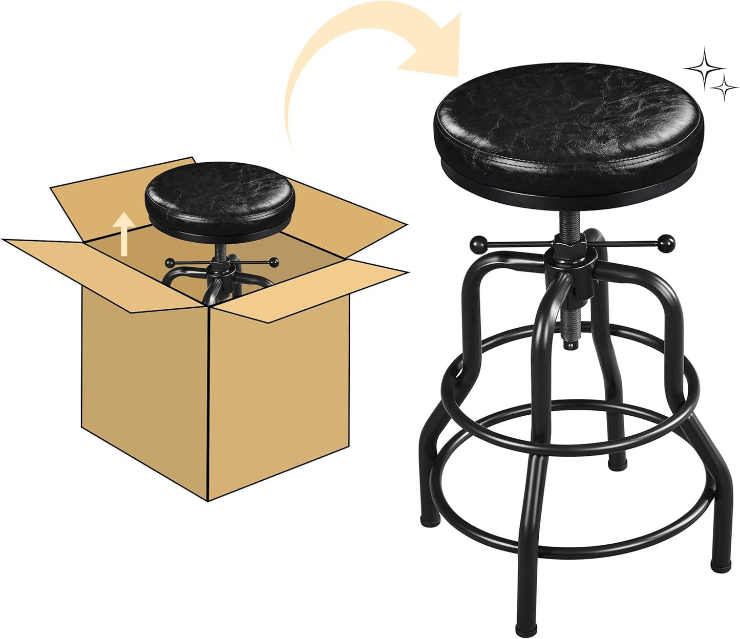 Black Bar Stool 21 To 28 Inch Industrial Kitchen Stool