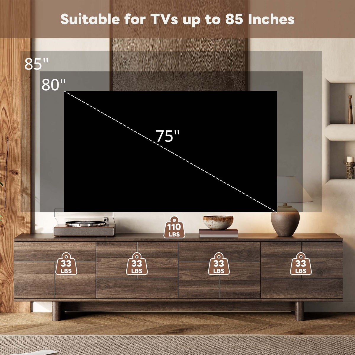 78 Inch Modern TV Stand for TVs Up to 85 Inches