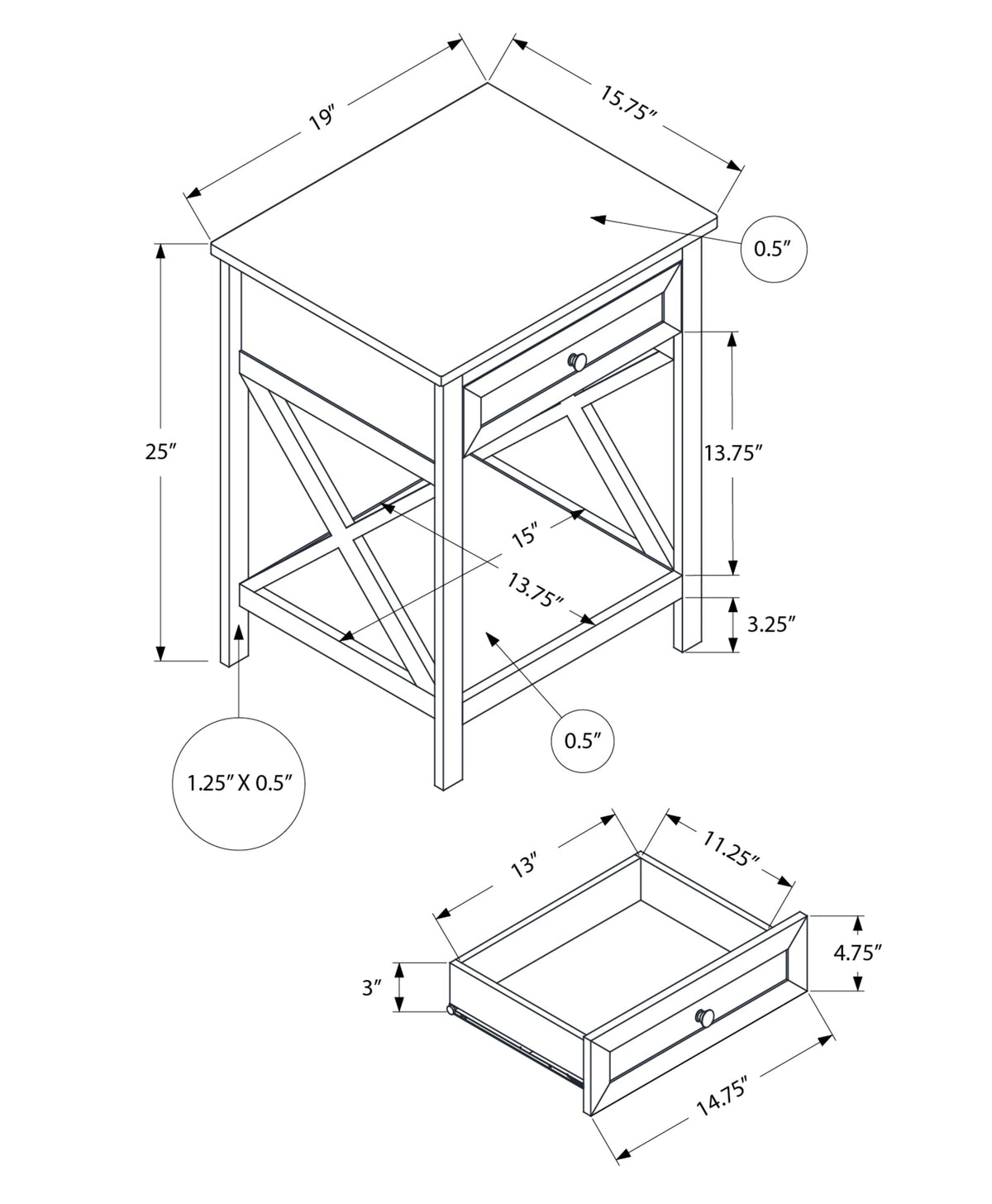 Accent Table – 2-Tier Side Table with Storage Drawer