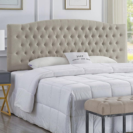 Linen Upholstered Tufted King Headboard for Stylish Comfort