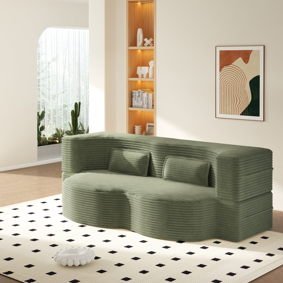 Modern Floor Sofa with 2 Pillows