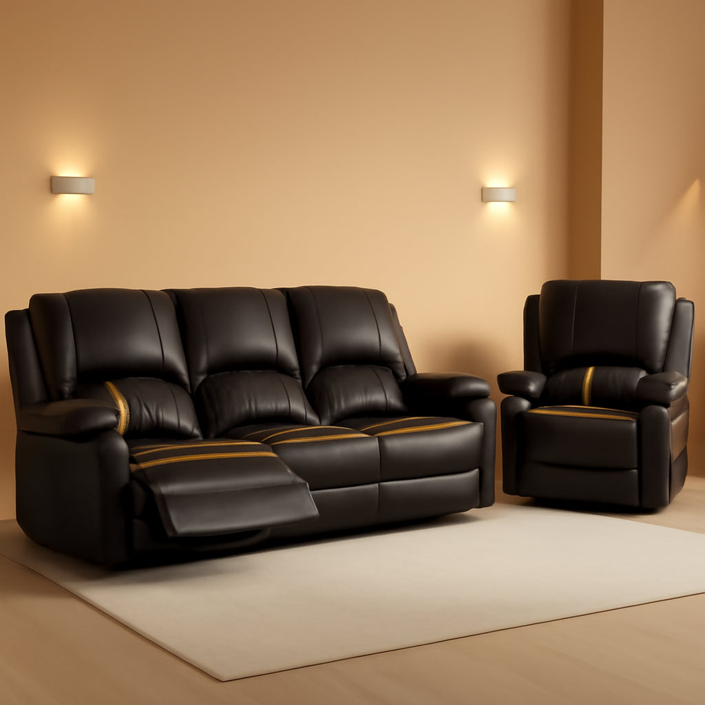Three Seater Recliner Sofa Set Oversize Chair Removable Console Living Room Furniture For Comfort