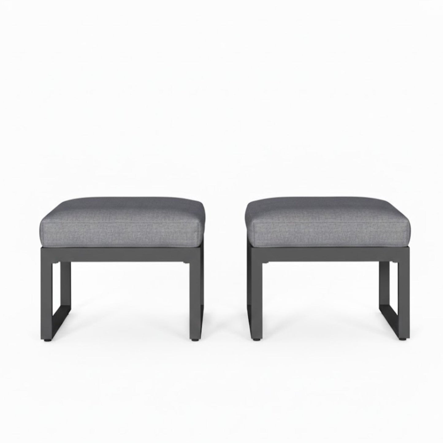 Set of 2 26" All-Weather Aluminum Patio Ottomans Footrests