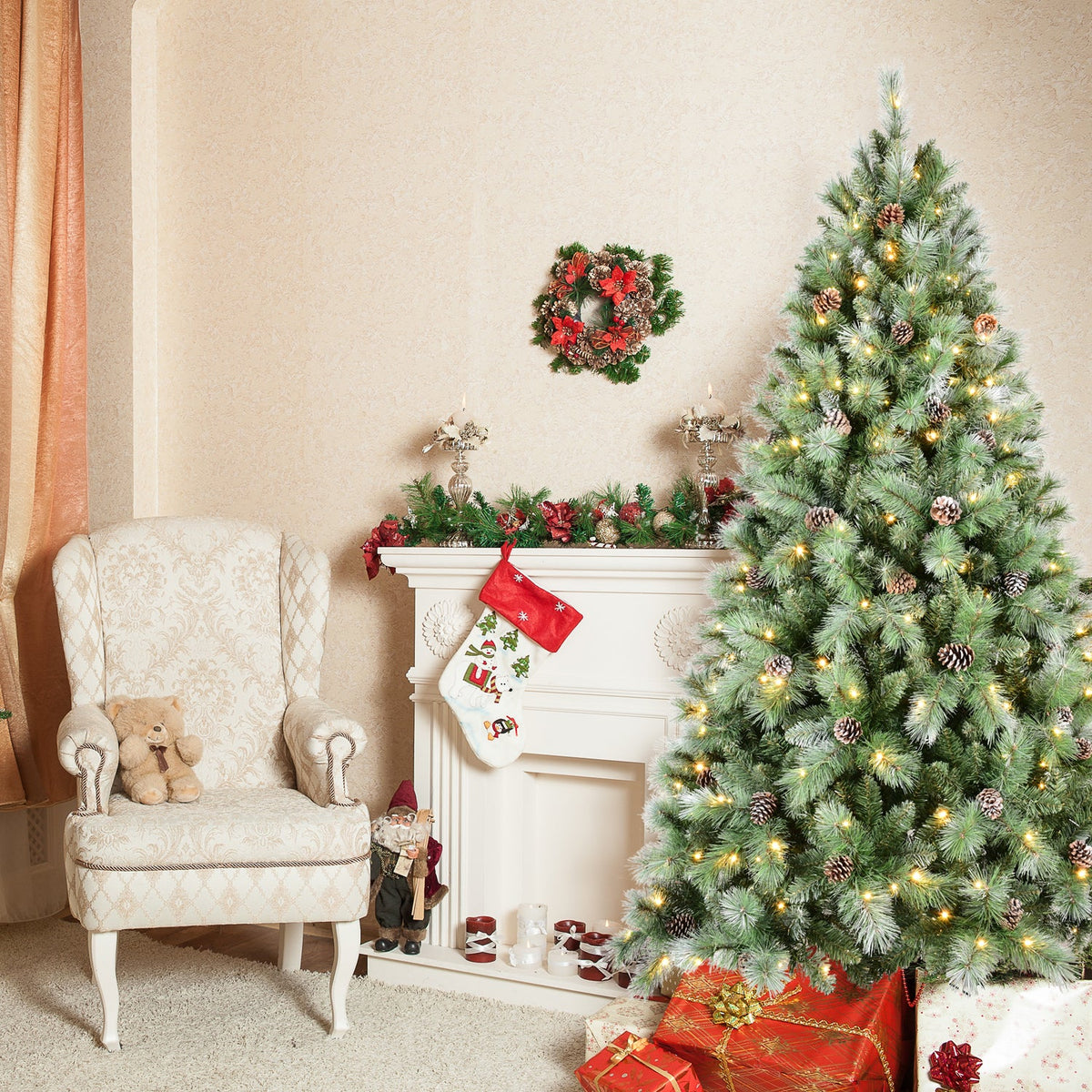 9FT Christmas Tree with 122 Pine Cones