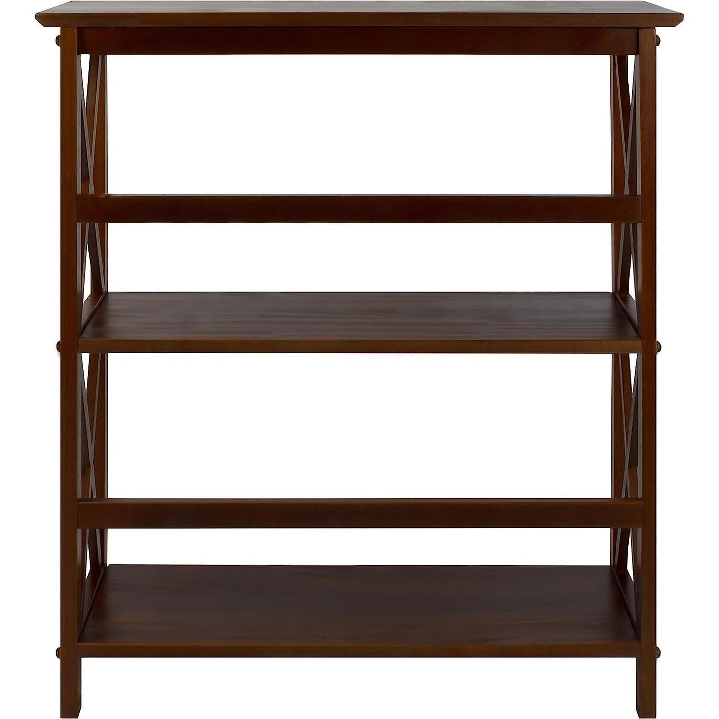 Shelf Bookcase With X Design Three Shelf Storage For Books