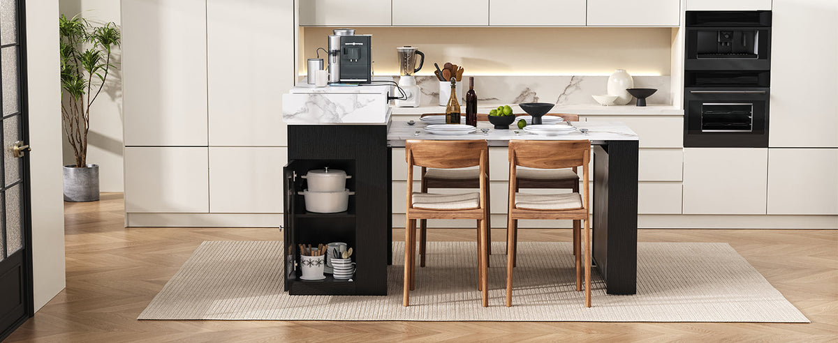 TREXM Extendable Dining Table with Folding Tabletop